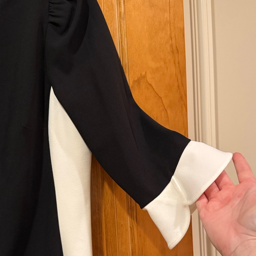 DKNY Black and White Long Sleeve Dress - Picture 3 of 4